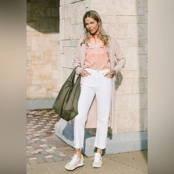 Agolde 90s Five-Pocket Cropped Straight Leg Jeans In White “Element “Sz 29 NWT - Picture 6 of 13